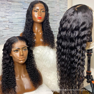 Raw Brazilian Virgin Deep Curly Wave Natural Human Hair Transparent Lace Frontal Wig Hd Full Lace Front Wig For Women Vendor
